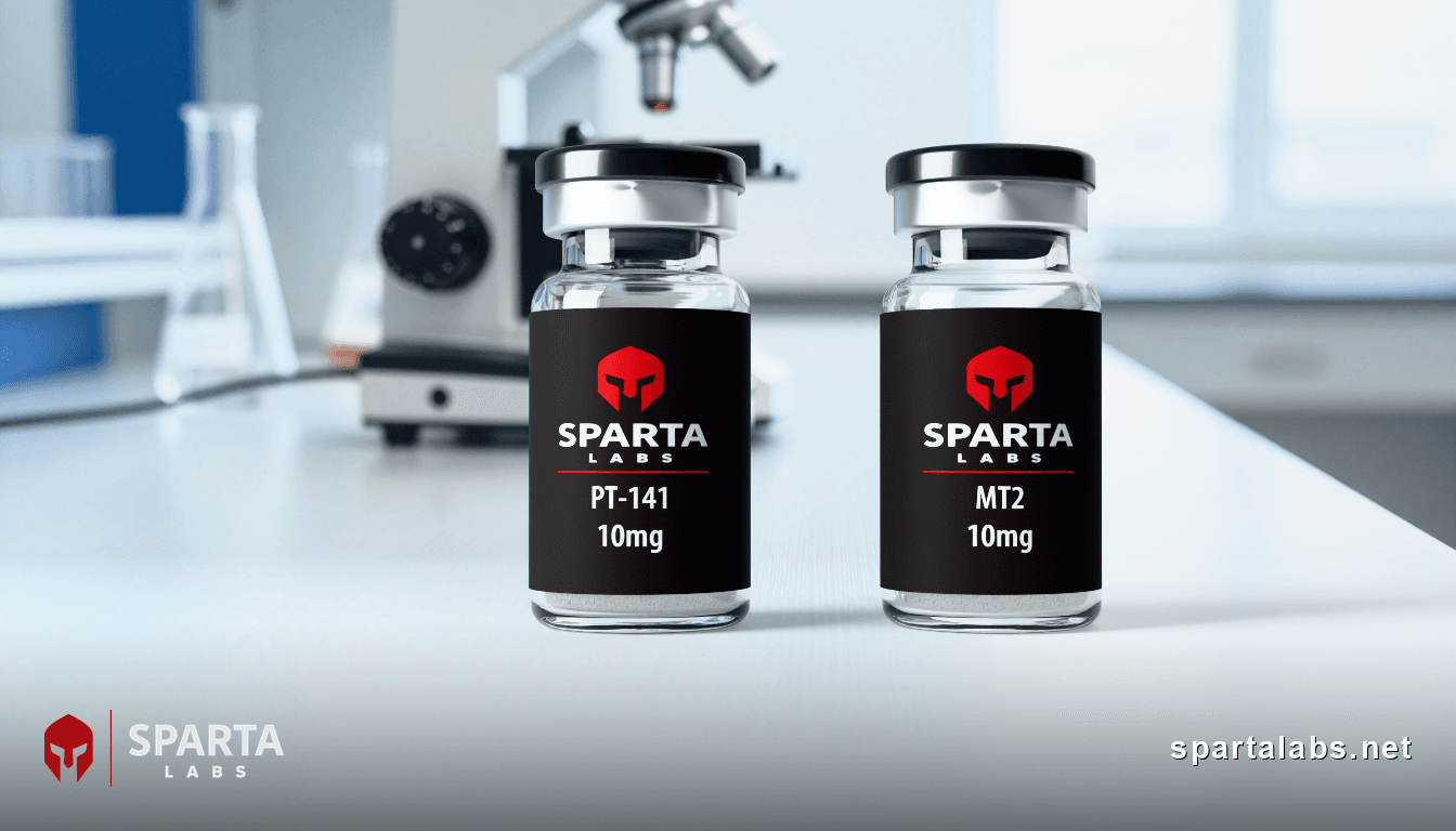 Buy PT-141 vs Melanotan 2 research peptide: PT-141 vs Melanotan 2: A Structural and Regulatory Comparison | Sparta Labs Research Library